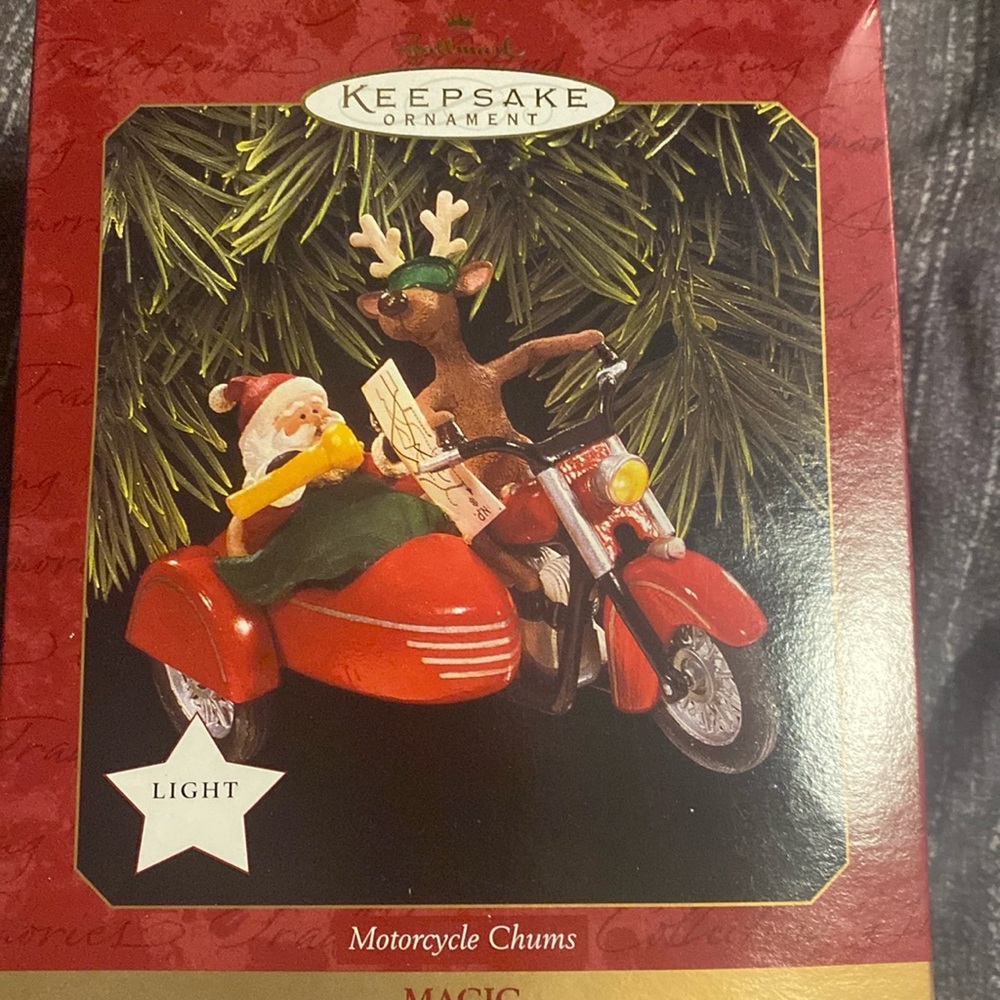 Hallmark Keepsake  “Motorcycle Chums” NIB lights up!